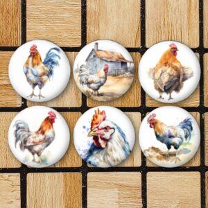 Watercolor Chicken Fridge Magnets Set Of 6 Metal Magnets For Home Office Kitchen